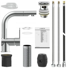 Baterie de bucătărie Schütte 79710 LONDON, crom lucios, cu pulverizator extractabil
