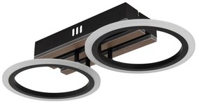 Plafoniera LED CCT BLEVINS riflaj MDF cu efect de lemn