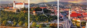Tablou - Panorama bratislavei, Slovacia (cu ceas) (90x30 cm)