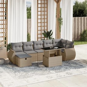 vidaXL Set canapele de grădină, 8 piese, cu perne, bej, poliratan