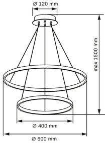 Lustră LED pe cablu LEA LED/35W/230V 4000K d. 60 cm negru
