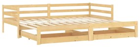 3083694 vidaXL Pat extensibil de zi, 2x(90x200) cm, lemn masiv de pin