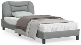 3207744 vidaXL Cadru de pat cu tăblie, gri deschis, 90x200 cm, textil