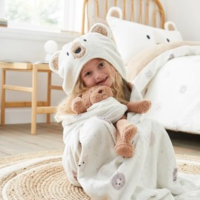 Pătură pentru copii cu glugă maro-crem din micropluș/cocolino 90x125 cm Cosy Bear – Catherine Lansfield