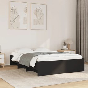 vidaXL Cadru de pat, negru, 140x190 cm, lemn prelucrat