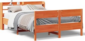 vidaXL Cadru pat fără saltea, maro ceruit, 140x190 cm, lemn masiv pin