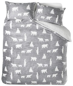 Lenjerie de pat gri din sherpa pentru pat de o persoană 135x200 cm Cosy Polar Bear – Catherine Lansfield