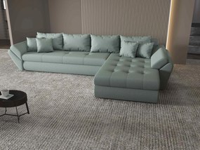Colțar extensibil dumonde cu ladă de depozitare si sezut confortabil din spuma high-density, Loana XL Enjoy Mint II 335x185 cm