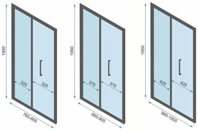 Cabina de dus de perete Rapid Fold Auriu 90x80cm, Rea
