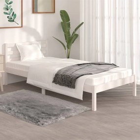 vidaXL Cadru de pat Single, alb, 90x190 cm, lemn masiv de pin