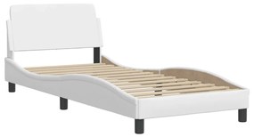 373119 vidaXL Cadru de pat cu tăblie, alb, 90x200 cm, piele ecologică