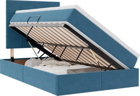 vidaXL Pat cu saltea și LED cu saltea albastru 120 x 190 cm Catifea