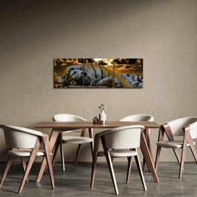 Tablou tigrul dormind (cu ceas) (90x30 cm)