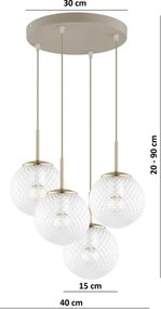 Brilagi - Candelabru suspendat pe cablu STELLA 4xE27/60W/230V bej/auriu