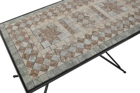 Masă dining de exterior din fier forjat, cu design mozaic ceramic, stil mediteraneean, "Tesera"