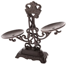 Balanță decorativă din fontă neagră, 22 x 15 x 9cm