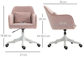 Vinsetto Scaune de Birou cu Masaj, cu 2 Puncte de Vibrații, Alimentare USB, Înălțime Reglabilă, 57x70x78-86 cm, Roz | Aosom Romania