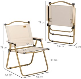 Outsunny Set de 2 scaune de camping scaun de pescuit pliant - tesatura Oxford si structura din otel 54 x 59 x 78 cm kaki | Aosom Romania