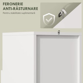 HOMCOM Dulăpior pentru Baie Îngust cu Ușă Amortizată și Raft Deschis, Mobilier Compact cu Rafturi Reglabile, pentru Bucătărie, Sufragerie sau Baie, 30x30x71,5 cm, Alb și Lemn Natur | Aosom Romania