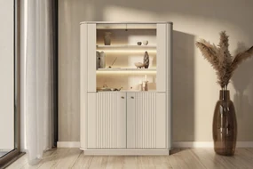 Vitrină Vesper 60 cm cu mânere aurii - culoare cașmir
