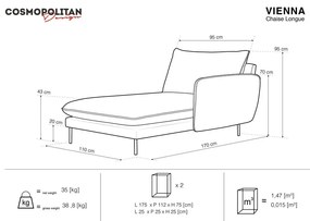 Șezlong albastru cu tapițerie din catifea (cu colțar pe partea dreaptă) Vienna – Cosmopolitan Design
