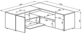 Comodă TV alb-natural cu aspect de lemn de stejar 130x46 cm Angle – TemaHome