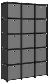 vidaXL Raft expunere 15 cuburi, cutii, negru, 103x30x175,5 cm, textil