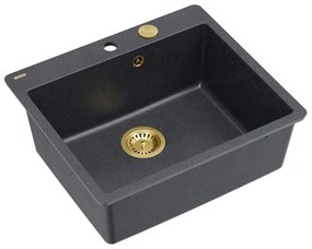 Chiuveta compozit Quadron Unique Morgan 110 negru diamant - auriu 57x50 cm