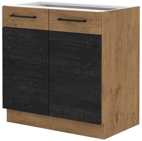 Dulap inferior de bucătărie Virion 80 D 2F BB (Stejar lancelot + lemn închis). 1046287