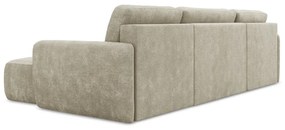 Colțar bej extensibil/cu spațiu de depozitare cu tapițerie din chenille (în formă de "U") Lilo – Makamii