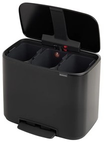 Coș de gunoi negru mat de reciclat/cu pedală din oțel 33 l Bo – Brabantia