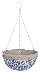 Ghiveci suspendat din ceramică Esschert Design, albastru - alb, 2,4 l