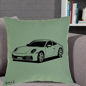 Perna Personalizata Porsche 911 Silueta, 40x40 cm, Verde, Husa Detasabila, Perna Inclusa, BEKZ®
