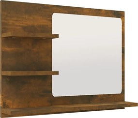 vidaXL Oglindă de baie, stejar fumuriu, 60x10,5x45 cm, lemn prelucrat