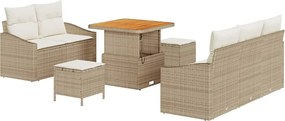 vidaXL Set de canapele pentru grădină cu pernă 8 pcs Bej și crem