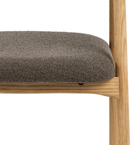 MAZZONI EXPORT ADELE Maro Taupe (țesătură Monza 40)/cadru Stejar Natural - SCAUN DIN LEMN BOUCLÉ PENTRU SALON SUFRAGERIE BUCĂTĂRIE RETRO