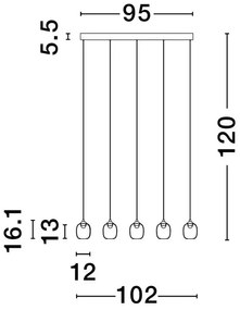Lustra cu 5 pendule LED design modern ESSENTIAL