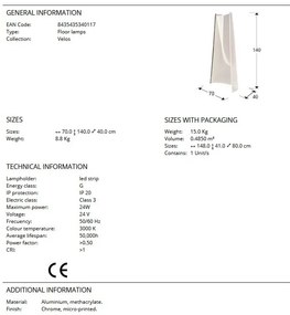 Lampadar LED design ultra-modern Velos crom