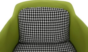 Fotoliu design, model alb-negru/ piele ecologică verde, EMREN