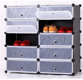 Organizator de pantofi modular, negru   alb lapte, BEKIM TYPE 1