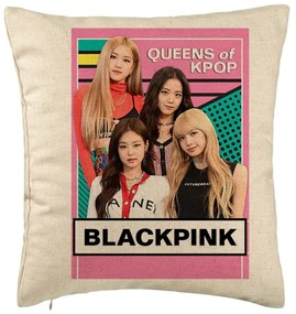 Perna Decorativa, Model Blackpink K-POP, 40x40 cm, Bej, Husa Detasabila, Burduf