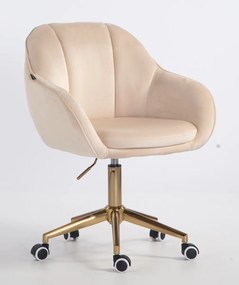 HR2055K Scaun Crem din Catifea cu Bază Aurie