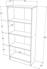 Biblioteca Flint, cu Usi Inferioare si O Polita, Stejar Bronz, 70 x 32 x 159 cm