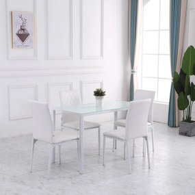 HOMCOM Scaune Sufragerie 4piese, cu Design Modern și Imitație de Piele, 41x50x92 cm, Alb | Aosom Romania