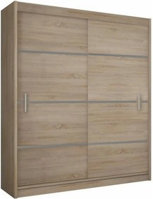 Dulap MERINA, PAL, stejar sonoma/gri, PAL melaminat, cu 2 usi, 150x60x