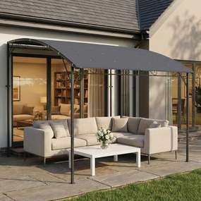 Outsunny Pergolă Gazebo 3.8x2.8m cu 16 Găuri de Drenaj, Pergolă din Metal și Poliester 180g/m² cu Șuruburi, pentru Exterior, Grădină, Terasă și Patio, UV 30+, Gri | Aosom Romania