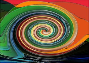 Tablou pe sticlă abstract - spirala colorata (70x50 cm)