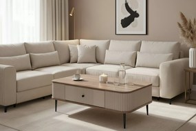 Masă de cafea cu sertar Vesper 103x60 cm - cașmir / nuc / picioare negre