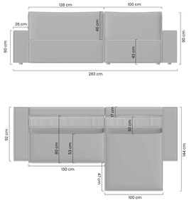 Canapea Flabio Mini de colț extensibilă dreapta - bej Lincoln 03