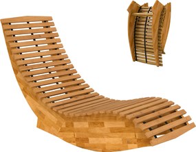 Outsunny Șezlong din lemn de acacia pliabil, ergonomic, șezlong de grădină cu formă în S și design cu lamele 60 x 156 x 77 cm | Aosom Romania